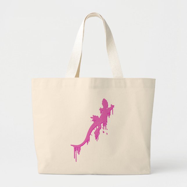 Grand Tote Bag Salamandre Rose Distressée Avec Lavette De Peintur (Devant)