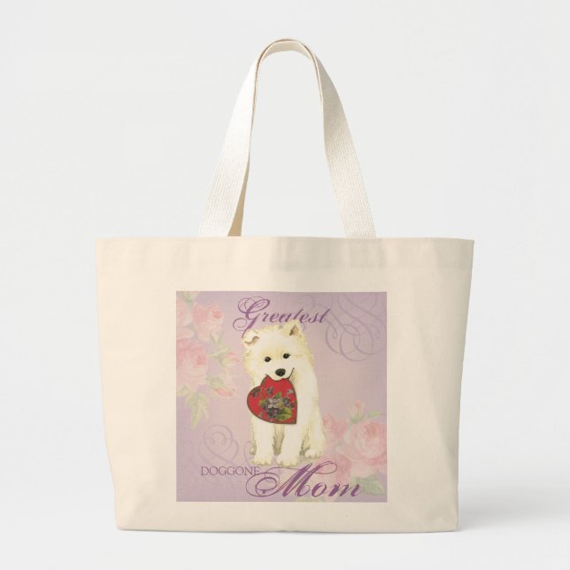 Grand Tote Bag Samoyed Heart Maman (Devant)