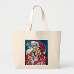 Grand Tote Bag SANTA CLAUS JOUER VIOLIN Noël musical