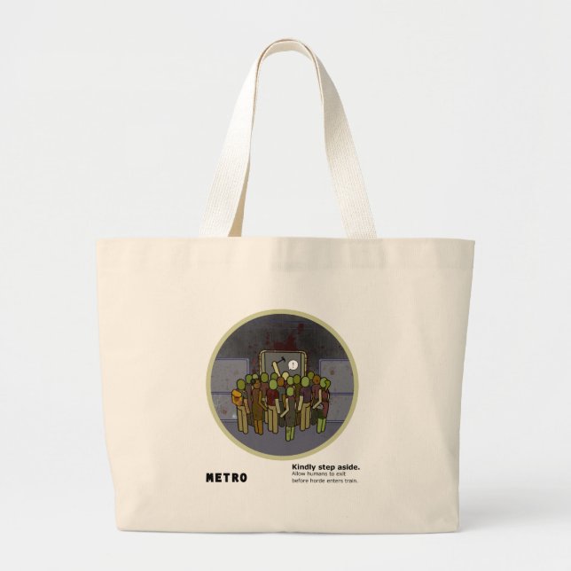 Grand Tote Bag Satire de souterrain de métro de zombi de LA (Devant)