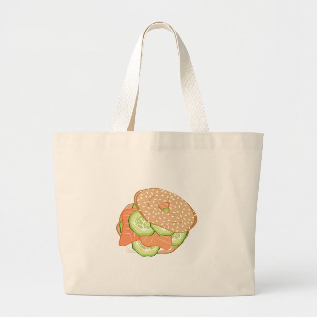 Grand Tote Bag Saumon fumé et bagel (Devant)