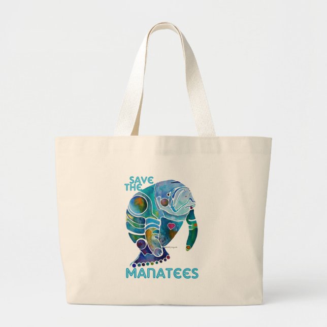 Grand Tote Bag Sauvez le lamantin (Devant)