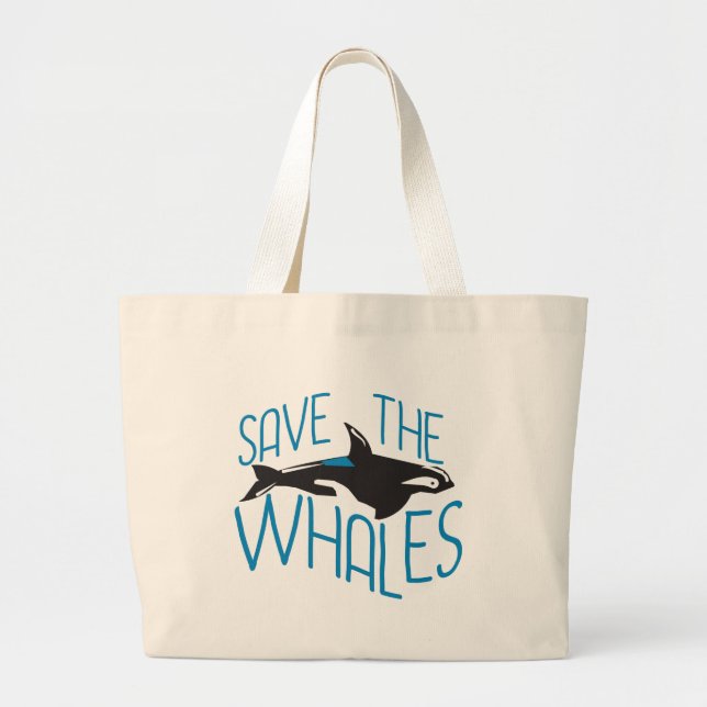 Grand Tote Bag Sauvez les baleines (Devant)