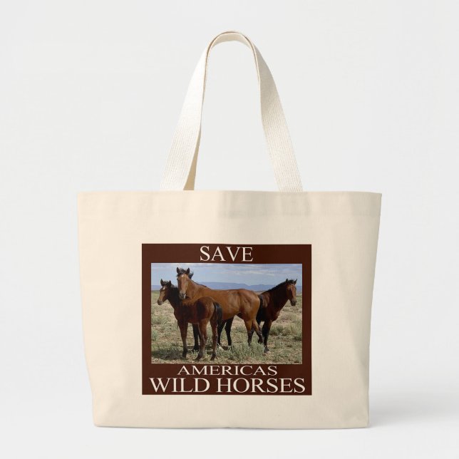 Grand Tote Bag Sauvez les chevaux sauvages (Devant)