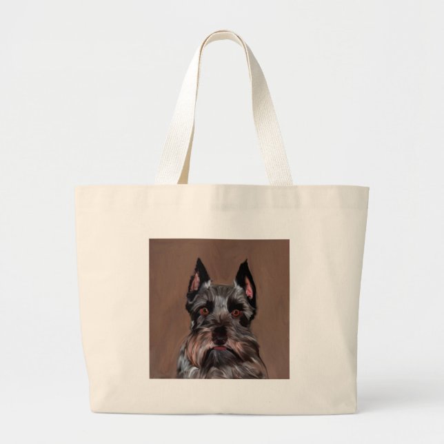 Grand Tote Bag Schnauzer Miniature peinture couleur de l'eau (Devant)