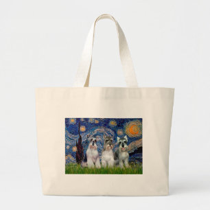 Grand Tote Bag Schnauzers (trois) - Nuit étoilée