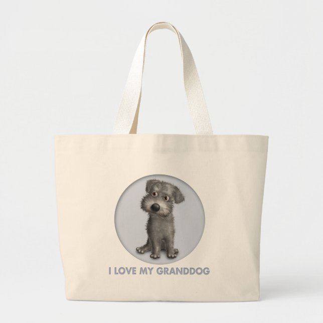 Grand Tote Bag Schnoodle Granddog (gris) (Devant)