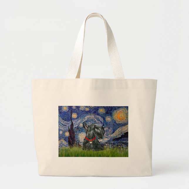 Grand Tote Bag Scottish Terrier 12c -Starry Night (Devant)