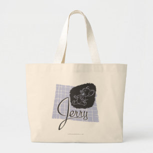 Grand Tote Bag Script noir et bleu Jerry