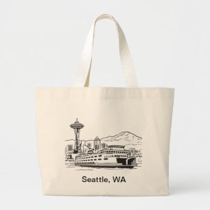 Grand Tote Bag Seattle Ferry Washington State Line Art