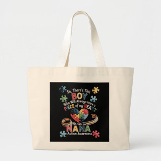Grand Tote Bag Sensibilisation à l'autisme Nana Puzzle Cœur Cadea