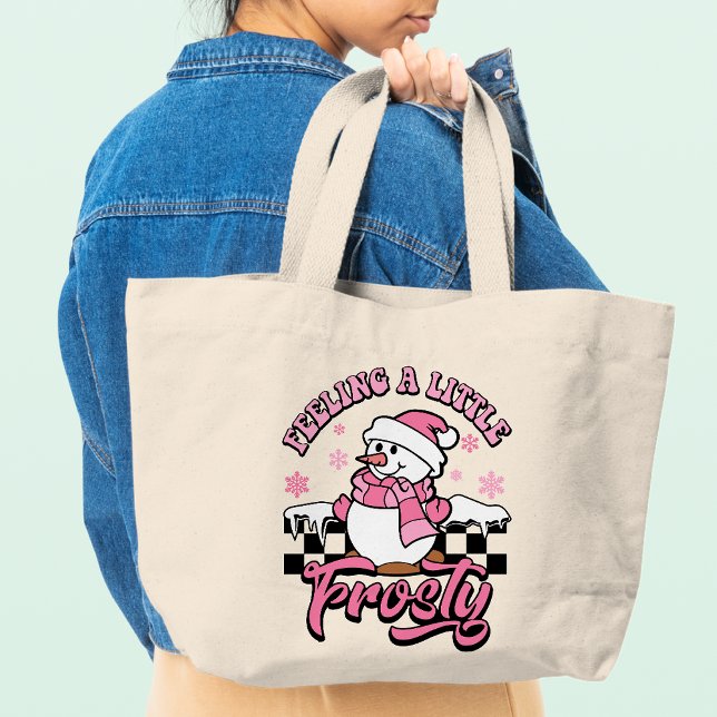 Grand Tote Bag Sentez-Vous Un Peu Frosté Noël Snowman (Créateur téléchargé)