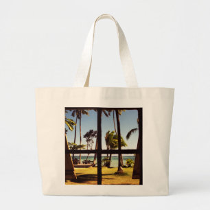 Grand Tote Bag Sentier tropical de la plage de Fidji