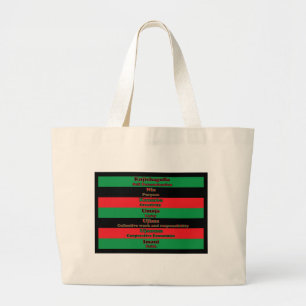 Grand Tote Bag Sept principes de Kwanzaa rouge vert noir