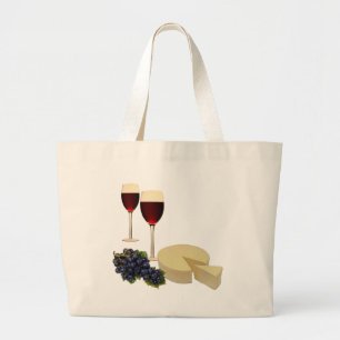 Grand Tote Bag Série de vin et de fromage
