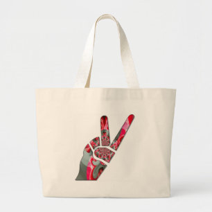 Grand Tote Bag Signe de paix à la main