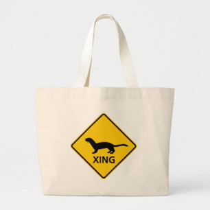 Grand Tote Bag Signe de route de croisement de belette/furet