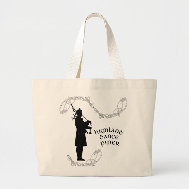 Grand Tote Bag Silhouette Bagpiper (Devant)