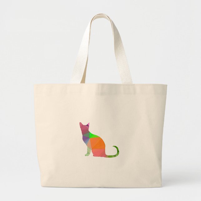Grand Tote Bag Silhouette de chat à faible densité (Devant)