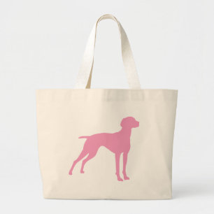 Grand Tote Bag Silhouette de chien de Vizsla (rose)