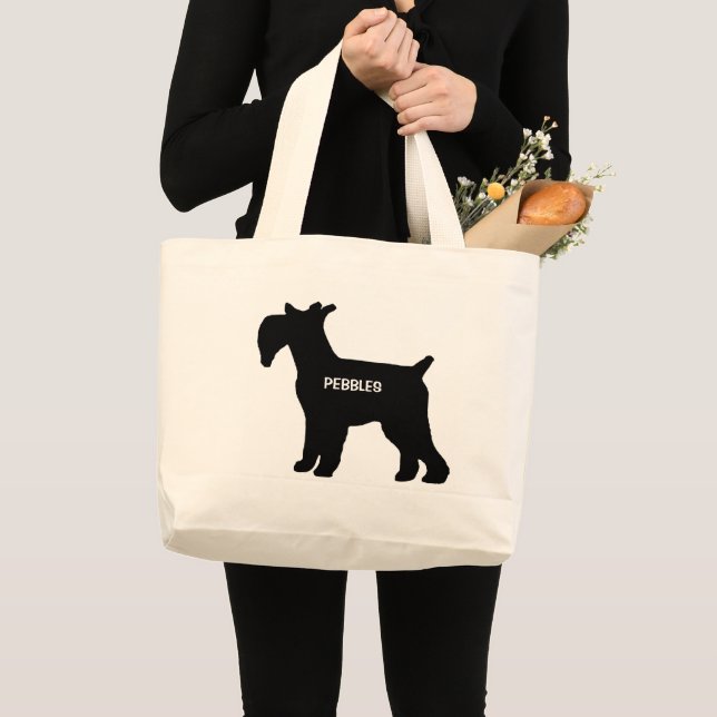 Grand Tote Bag Silhouette de chien standard Schnauzer sur mesure (Devant (produit))