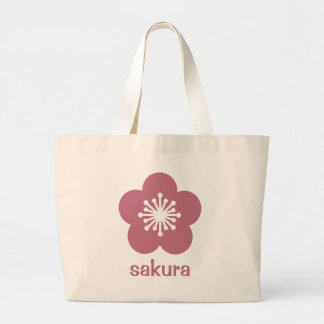 Grand Tote Bag Silhouette de fleur de cerisier rose Sakura
