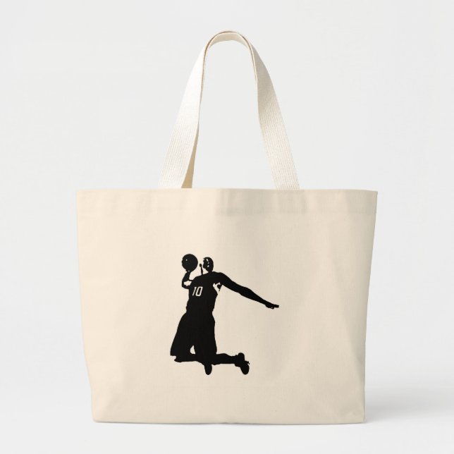 Grand Tote Bag Silhouette du joueur de basket (Devant)