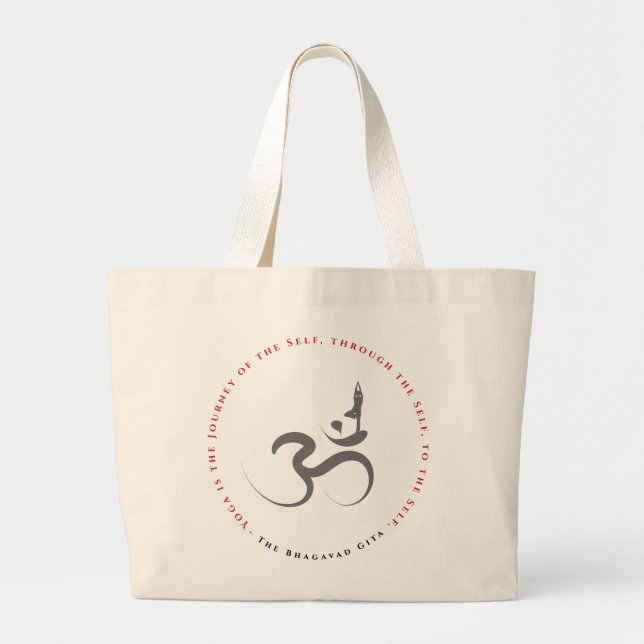 Grand Tote Bag Simple Zen Yoga Om Calligraphie Silhouette Logo Sa (Devant)