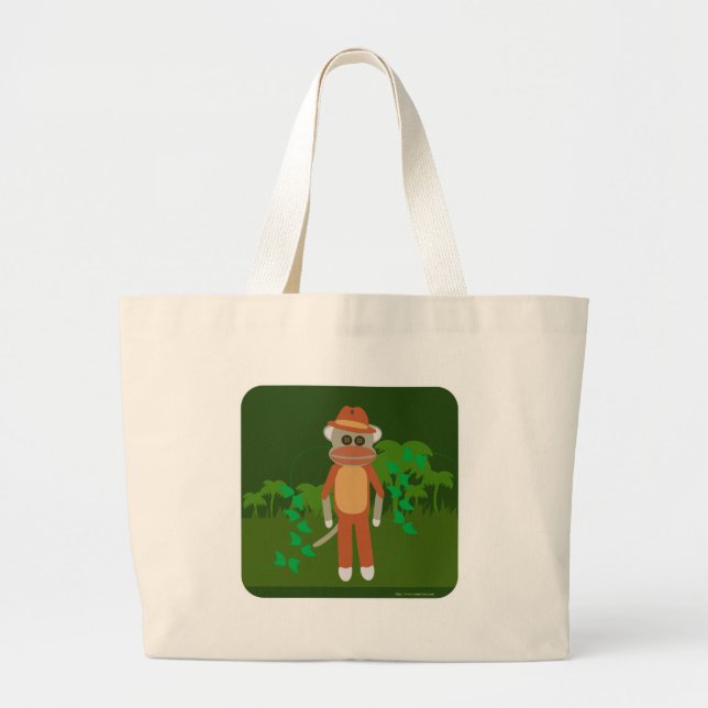 Grand Tote Bag Singe de réserve de Jungle Explorer (Devant)