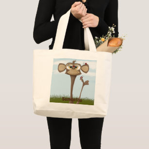 Grand Tote Bag Singe idiot et coccinelles