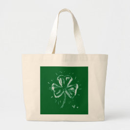 Grand Tote Bag Sketch Shamrock – Hand-Drawn Irish Clover Design