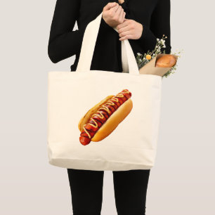 Grand Tote Bag SlipperyJoe's hot dog ambiance estivale BBQ niché 