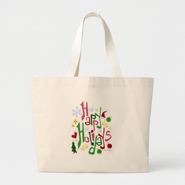 Grand Tote Bag Slogan de Noël de Noël (Devant)