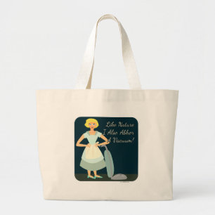 Grand Tote Bag Snarky Anti-Vacuum Slogan Femme de ménage Kitsch