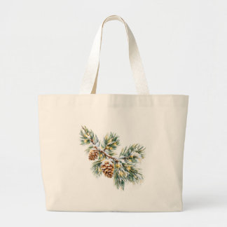 Grand Tote Bag Snowy Pine Branch