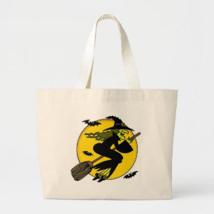 Grand Tote Bag Sorcière sur Broomstick