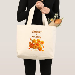 GRAND TOTE BAG SOUCIS ORANGE FLORAL PRINTANIER NATUREL POUR FAIRE