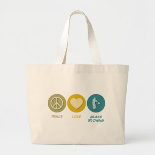 Grand Tote Bag Soufflement en verre d'amour de paix