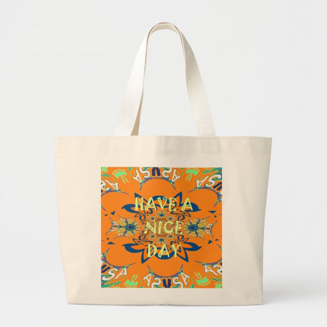 Grand Tote Bag Souhaits vibrants : Avoir une belle journée Art De (Devant)
