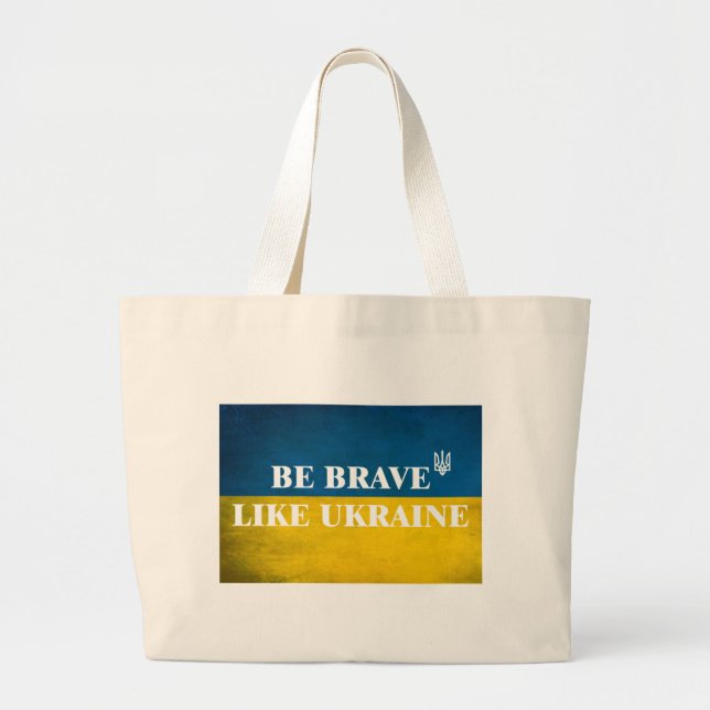 Grand Tote Bag Soyez courageux comme l'Ukraine citation textuelle (Devant)