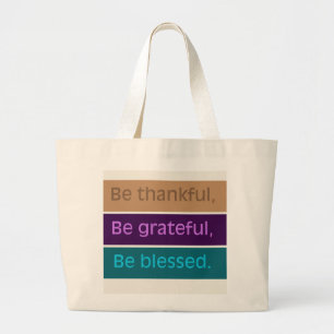 Grand Tote Bag 'Soyez reconnaissant' Moderne bloc de couleur