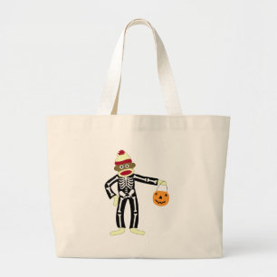 Grand Tote Bag Squelette Halloween de singe de chaussette