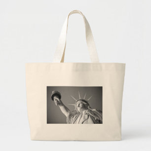 Grand Tote Bag Statue blanche noire de la Liberté