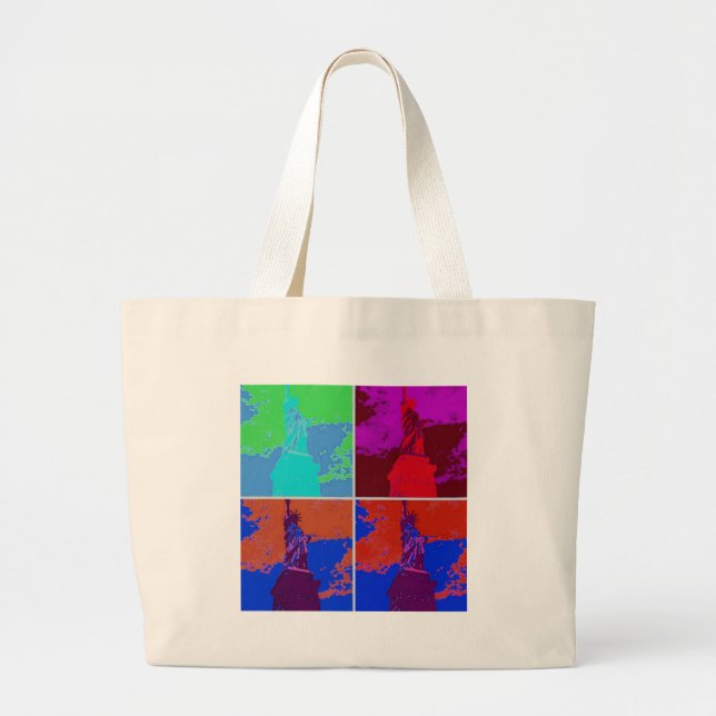 Grand Tote Bag Statue de style pop art de la liberté (Devant)