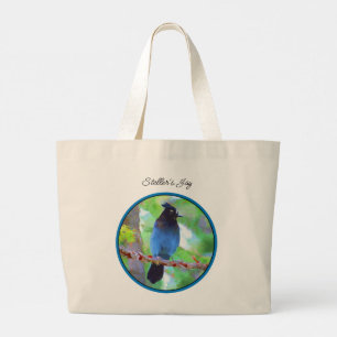 Grand Tote Bag Steller's Jay Painting Original Wild Bird Art