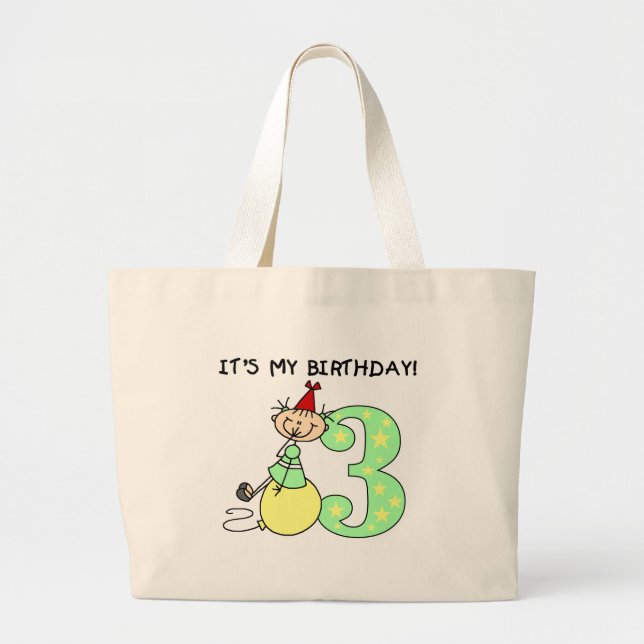Grand Tote Bag Stick Girl 3e Anniversaire Tshirts et cadeaux (Devant)