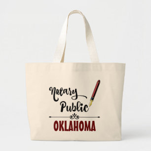 Grand Tote Bag Stylo à encre publique Notaire Oklahoma
