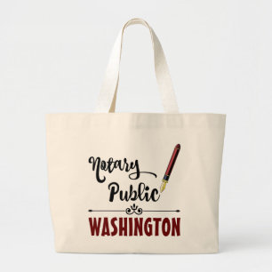 Grand Tote Bag Stylo d'encre public Notaire de Washington