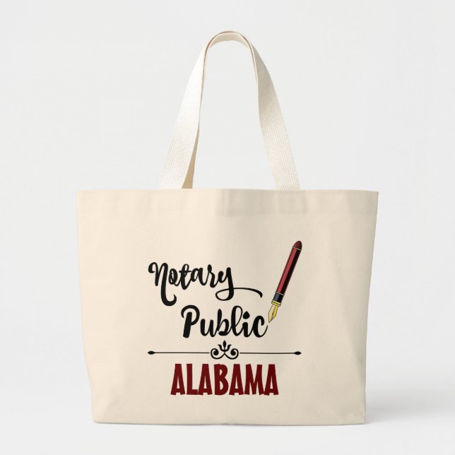Grand Tote Bag Stylo d'encre publique Notaire Alabama (Devant)