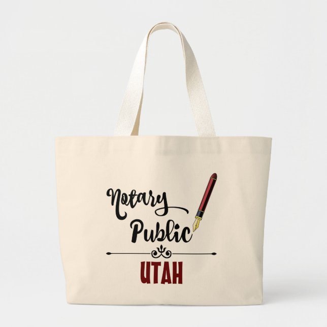 Grand Tote Bag Stylo D'Encre Publique Notaire Utah (Devant)